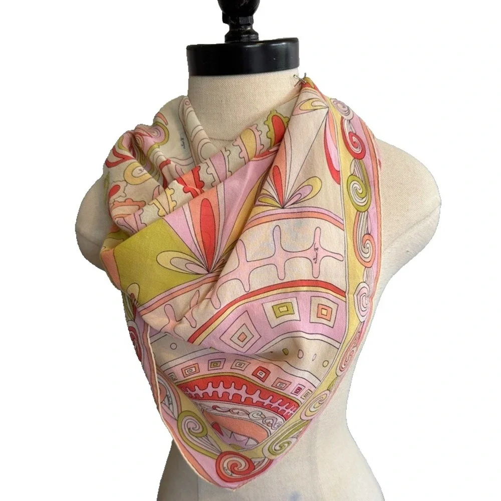 60's EMILIO PUCCI Silk Chiffon Scarf Italy 34